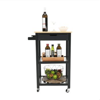 KONDELA Arete servírovací stolík na kolieskach prírodná / čierna