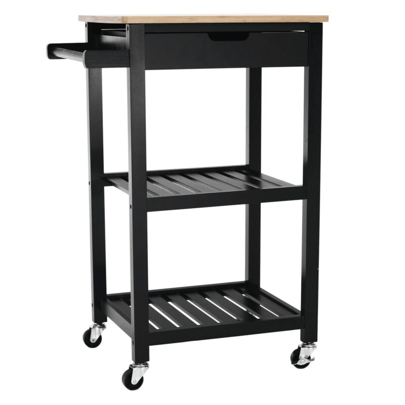 KONDELA Arete servírovací stolík na kolieskach prírodná / čierna KONDELA Arete servírovací stolík na kolieskach prírodná / čierna