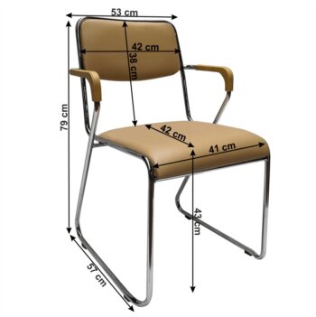 Dizajn a moderný štýl konferenčnej stoličky DERYA dokáže vniesť do nudnej miestnosti nádych luxusu. Rozmery stoličky sú (ŠxHxV): 53x57x79 cm. Výška sedu je 43 cm, hĺbka sedu je 42 cm a šírka sedu je 41 cm. Šírka chrbtovej opierky má 41 cm a jej výška má 38 cm. Stolička je vyrobená z ekokože…