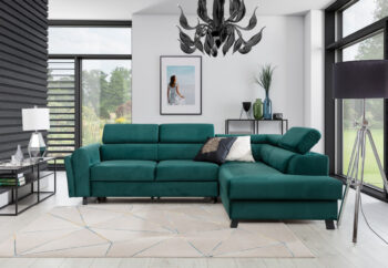 NABBI Korense P rohová sedačka s rozkladom a úložným priestorom tmavozelená – Obrázok 2