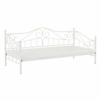 Krásna kovová jednolôžková posteľ s roštom DAINA si Vás získa svojím romantickým dizajnom. Vonkajšie rozmery postele sú (ŠxHxV): 207x96x90,5 cm, pričom plocha na spanie je 90x200 cm. Výška po rošt je 30 cm, ktorý je kovový. Pevná a stabilná konštrukcia je z kovu v bielej farbe. Dizajn postele je…