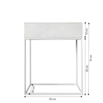 Praktický a veľmi štýlový kovový kvetináč INDIZE TYP 3 je ideálnym pomocníkom, ktorý zaručene všestranne využijete. Rozmery kvetináča sú (ŠxHxV): 55x20x70 cm. Výška kvetináča bez stojana je 15 cm. Vyrobený je z pevného kovu, ktorý drží stabilitu celej konštrukcie. Farebné prevedenie má v bielej…