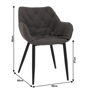 Kreslo FEDRIS Vám zaručene zabezpečí dokonalý komfort a relax po akom túžite. Rozmery kresla sú (ŠxHxV): 58x68x80 cm. Výška sedu je 47cm a hĺbka sedu je 44cm. Čalúnené je sivou látkou. O stabilitu sa starajú kovové nohy v čiernej farbe. Dizajnové kreslo je krásne moderne prešívané. Maximálna…
