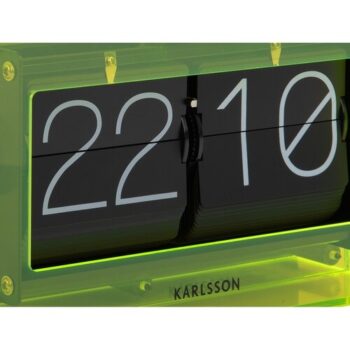 Karlsson 5976YE dizajnové nástenné/stolové preklápacie hodiny zelená, 21 cm