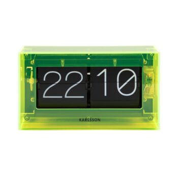 Karlsson 5976YE dizajnové nástenné/stolové preklápacie hodiny zelená, 21 cm