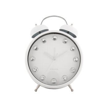 Karlsson 6019WH dizajnové stolové hodiny/budíkbiela, priemer 30 cm