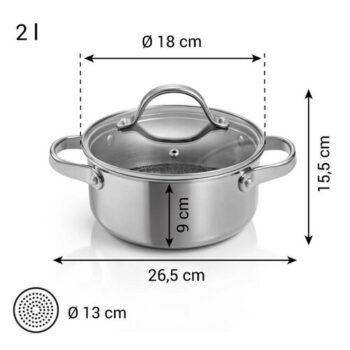 Kastról SteelCRAFT s pokrievkou ø 18 cm, 2,0 l, 2 l