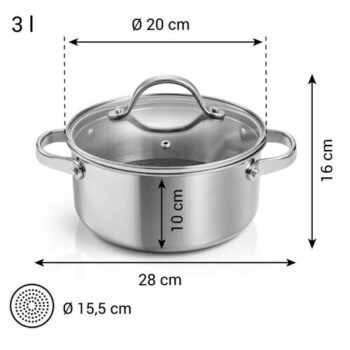 Kastról SteelCRAFT s pokrievkou ø 20 cm, 3,0 l, 3 l