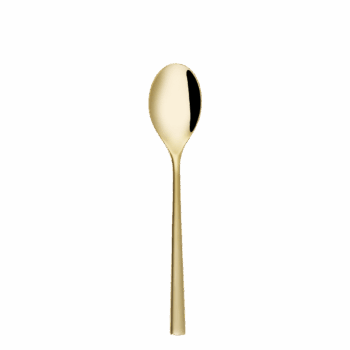 Minimalistická kávová lyžička z nášho najpredávanejšieho príborového modelu v slávnostnej farbe champagne. Originálna ozdoba svadobného stola a zároveň ideálny darček pre svadobných hostí. Zviažte ich stužkou na kartičku s poďakovaním a spomenú si na vás vždy, keď si ňou zamiešajú svoju milovanú kávu. //Dodávame v 24-kusovom balení. Uvedená cena je za 1 ks.//