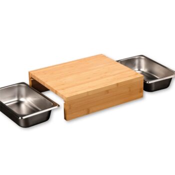 Kesper 58355 Krájacia doštička s odkladacími miskami, nehrdz. oceľ, 35 x 29 x 9,5 cm