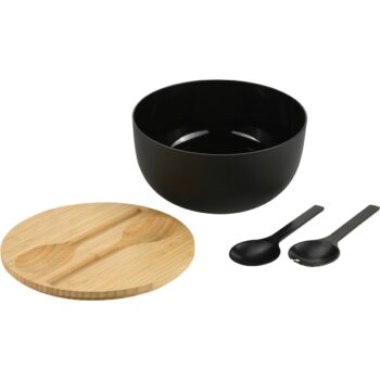 Kesper 58470 Šalátová misa s príborom a bambusovým vekom 24 cm, čierna