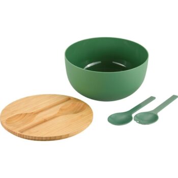Kesper 58471 Šalátová misa s príborom a bambusovým vekom 24 cm, zelená
