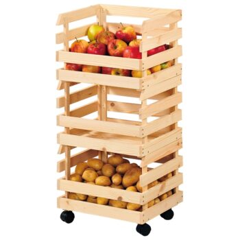 Kesper 69581 Regál na ovocie a zeleninu s kolieskami borovice, 80 x 37 x 30 cm