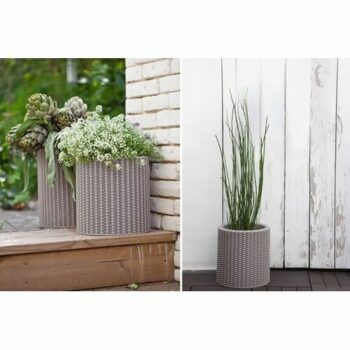 Keter Obal na kvetináč Cylinder Planter S béžová, 7 l, 28 x 28 x 28,3 cm