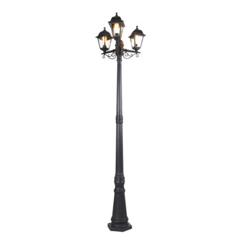 Klasická lampa s lampášom čierna 3 svetlá IP44 - Capital