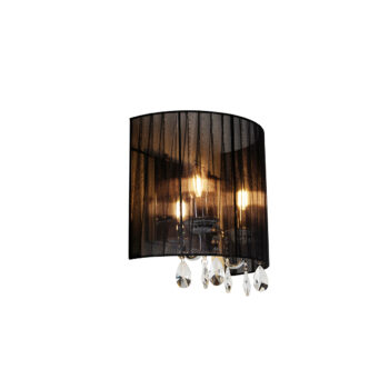 Klasická nástenná lampa chróm s čiernym tienidlom - Ann-Kathrin 2