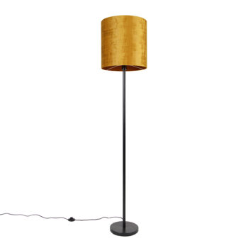 Klasická stojaca lampa s čiernym tienidlom zlatá 40 cm - Simplo