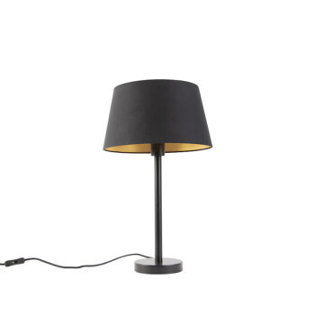 Klasická stolná lampa čierna s čiernym tienidlom 32 cm - Simplo