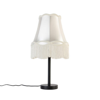 Klasická stolná lampa čierna s tienidlom Granny krémová 30 cm - Simplo