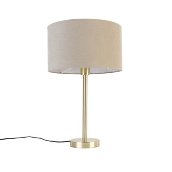 Klasická stolná lampa mosadz s hnedým tienidlom 35 cm - Simplo