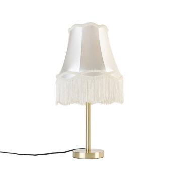 Klasická stolná lampa mosadz s tienidlom Granny krémová 30 cm - Simplo