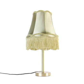 Klasická stolná lampa mosadz s tienidlom Granny zelená 30 cm - Simplo