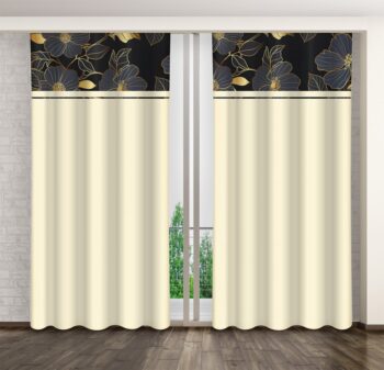 Klasický krémový záves s potlačou zlatých kvetov Šírka: 160 cm | Dĺžka: 270 cm