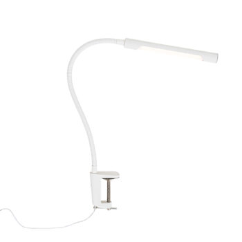 Klipová stolová lampa biela s LED a dotykovým stmievačom - Lionard