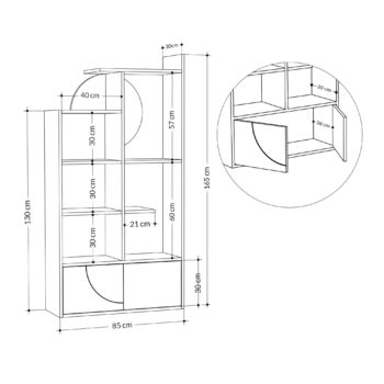 Knižnica RITA: Moderná kombinácia bielej a antracitu Predstavujeme vám RITA - knižnicu, ktorá v sebe kombinuje moderný dizajn s funkčnosťou. S jej elegantnými farbami bielej a antracitu sa stane neprehliadnuteľným kúskom vašej obývačky. Hlavné vlastnosti regálu RITA:  Materiál: Odporný melamín a VT laminát garantujú dlhú životnosť a jednoduchú starostlivosť. Rozmery: 165 x 85 x 30 cm - priestranná, ale zároveň kompaktná knižnica, ideálna pre rôzne veľkosti miestností. Vybavenie: 3 praktické police a dvojdverová skrinka s plnými dvierkami pre všetky vaše knihy a ďalšie predmety. Farba: Svetlá biela v kontraste s hlbokým antracitom tvorí modernú a atraktívnu kombináciu. Hrúbka materiálu: Robustných 18mm zaisťuje stabilitu a pevnosť konštrukcie.  Knižnica RITA nie je len ďalší regál. Je to spojenie designu a funkčnosti, ktoré vášmu interiéru dodá moderný vzhľad. Vybavte svoju obývačku štýlovým a praktickým riešením!