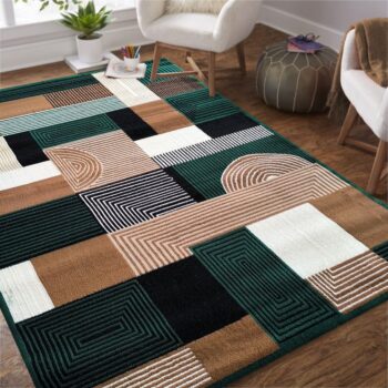 Koberec Alfa s geometrickým vzorom - zelený Šírka: 60 cm | Dĺžka: 100 cm