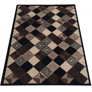 Koberec Alfa so štvorcovým geometrickým vzorom - hnedý Šírka: 250 cm | Dĺžka: 350 cm