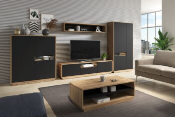 Elegantný sektorový nábytok ARTON je vhodný do moderných dizajnových priestorov. Vyznačuje sa kontrastnými farbami, zaoblenými hranami a pevnou konštrukciou. Sektor ARTON je vyrobený z kvalitnej certifikovanej drevotriesky, ktorá je odolná voči škrabancom a UV žiareniu. Do výklenkov je možnosť doobjednať si LED osvetlenie. Komoda ARTON 26 je priestraný kus nábytku, ktorý vďaka fenomenálnym farbám získava mnoho priaznivcov. Komoda má troje dvierka, tri zásuvky a tri výklenky, kde si pohodlne uložíte všetky svoje predmety. Materiál: LTD, zaoblené rohy s MDFFarebné prevedenie: taurus/čierny matRozmer: (ŠxVxH) 180 x 95 x 40 cmNábytok je dodávaný v demonte.