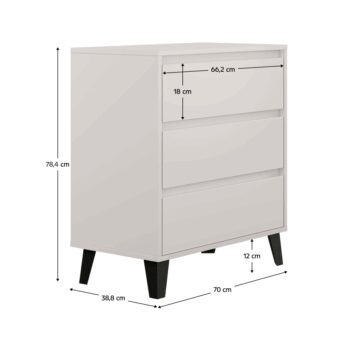 Komoda BOGAN 3S70, krémová