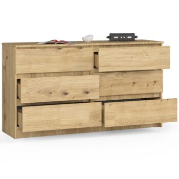Komoda MELLOOW140: Elegancia bielej spojená s teplom duba Artisan Hľadáte dokonalú komodu, ktorá kombinuje moderný vzhľad s tradičným štýlom? MELLOOW140 je kombináciou čistej bielej farby a teplého duba Artisan. Toto spojenie vytvára nábytok, ktorý je nielen krásny, ale aj praktický.  Typ tovaru: Komoda, skrinka - dokonalý spojenec v organizácii vášho domova Miestnosť: Ideálne do spálne i obývacej izby Materiál: LTD - pre dlhú životnosť a vynikajúcu kvalitu  Rozmer: 77 x 138 x 40 cm - skvelé rozmery pre maximálny úložný priestor Farba: Svieža biela v kombinácii s prírodným dubom Artisan  Vybavenie: 6 zásuviek a ďalšie úložné priestory - miesto pre všetko, čo potrebujete uložiť  So MELLOOW140 zariadite svoj domov štýlovo a funkčne. Či už hľadáte elegantnú skrinku do spálne alebo praktickú komodu do obývacej izby, s týmto produktom urobíte skvelú voľbu!