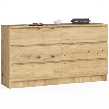 Komoda MELLOOW140: Elegancia bielej spojená s teplom duba Artisan Hľadáte dokonalú komodu, ktorá kombinuje moderný vzhľad s tradičným štýlom? MELLOOW140 je kombináciou čistej bielej farby a teplého duba Artisan. Toto spojenie vytvára nábytok, ktorý je nielen krásny, ale aj praktický.  Typ tovaru: Komoda, skrinka - dokonalý spojenec v organizácii vášho domova Miestnosť: Ideálne do spálne i obývacej izby Materiál: LTD - pre dlhú životnosť a vynikajúcu kvalitu  Rozmer: 77 x 138 x 40 cm - skvelé rozmery pre maximálny úložný priestor Farba: Svieža biela v kombinácii s prírodným dubom Artisan  Vybavenie: 6 zásuviek a ďalšie úložné priestory - miesto pre všetko, čo potrebujete uložiť  So MELLOOW140 zariadite svoj domov štýlovo a funkčne. Či už hľadáte elegantnú skrinku do spálne alebo praktickú komodu do obývacej izby, s týmto produktom urobíte skvelú voľbu!