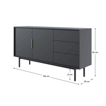 Komoda VIVALA 2D3S, čierna