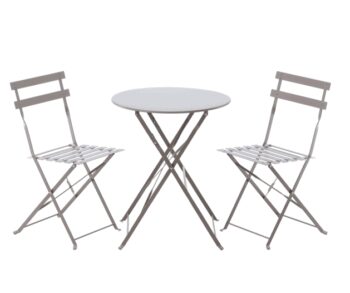 Kompaktná skladacia balkónová súprava - stôl + dve stoličky sivá