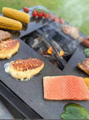 Kompaktný set grilovacie ohnisko servírovací stôl Vinda 1400 × 600 × 900 mm | Grilovacia plocha 600 × 600 mm