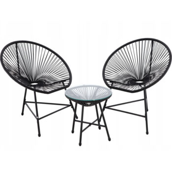 Komplet záhradného nábytku z technoratanu čiernej farby