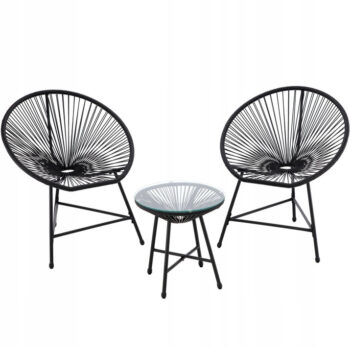 Komplet záhradného nábytku z technoratanu čiernej farby