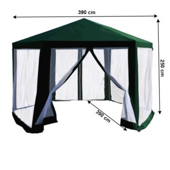 Kondela RINGE TYP Stanový altánok do záhrady, 3,9x2,5x3,9m, zelená/biela,1+6 bočných strán