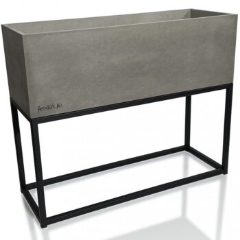 Kovový kvetináč v šedej farbe s hladkým povrchom LOFT FIORINO 62X22X50 cm