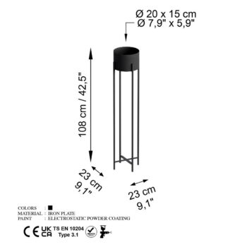 Kovový stojan na kvety GED-024 SLIM, čierna