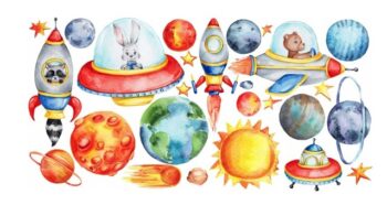 Krásna detská farebná nálepka na stenu s motívom kozmu 120 x 240 cm