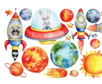 Krásna detská farebná nálepka na stenu s motívom kozmu 60 x 120 cm