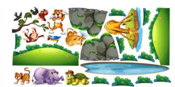 Krásna farebná nálepka do detskej izby safari 80 x 160 cm