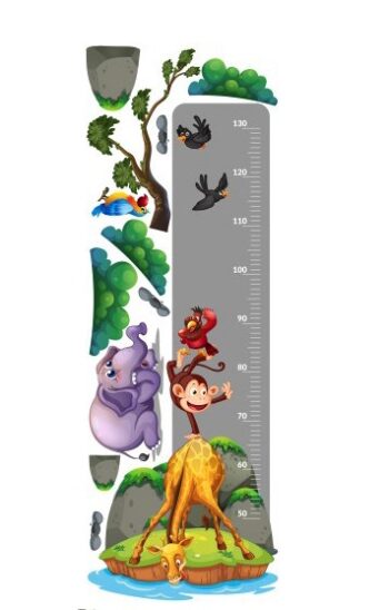 Krásna farebná nálepka na stenu pravítko zo zoo 40 x 120 cm