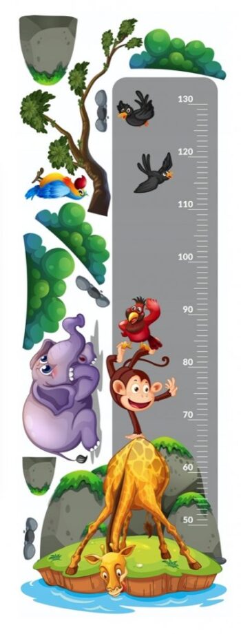 Krásna farebná nálepka na stenu pravítko zo zoo 40 x 120 cm