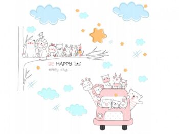 Krásna veľká nálepka na stenu safari kamaráti 80 x 160 cm