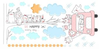 Krásna veľká nálepka na stenu safari kamaráti 80 x 160 cm